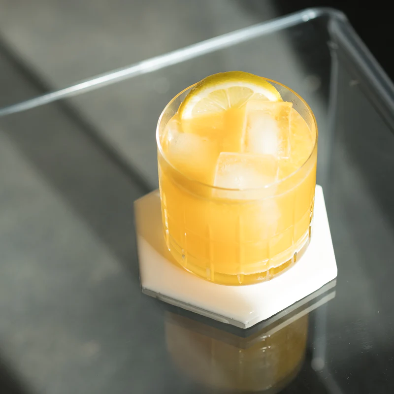 The Right Stuff cocktail, featuring rye whiskey, Saint-Germain & Tropical Passionfruit Syrup