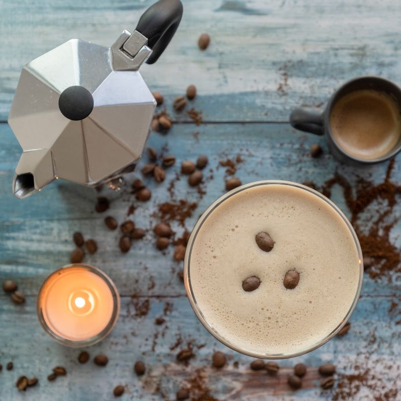 Zero-proof Espresso Martini Cocktail Recipe featuring Liber & Co syrups