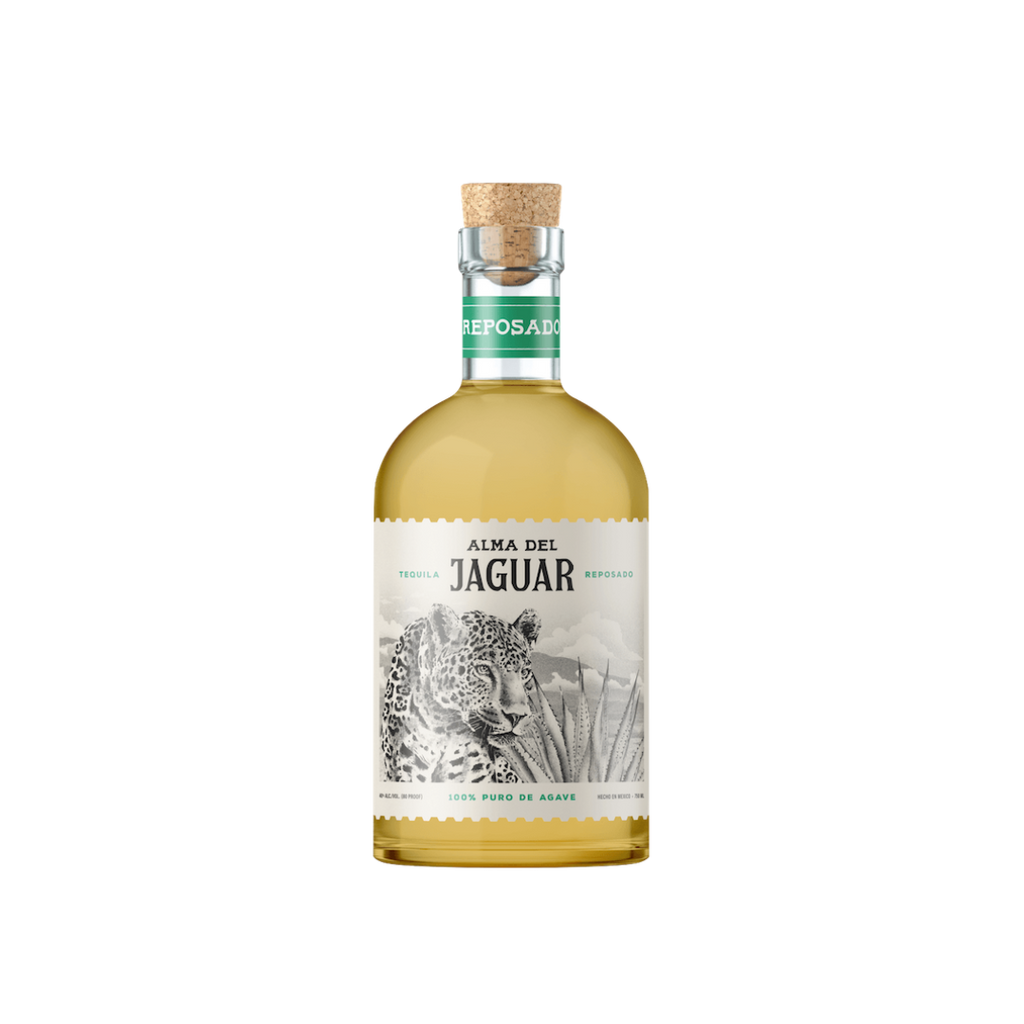 Bottle of Alma Del Jaguar Reposado Tequila.