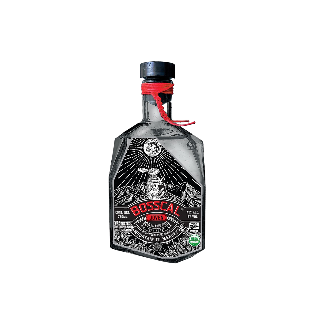 Bottle of Mezcal Bosscal Joven.