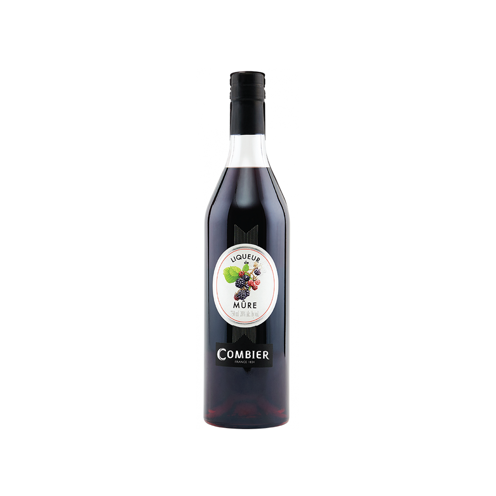 Bottle of Combier Crème de Mûre Blackberry Liqueur.
