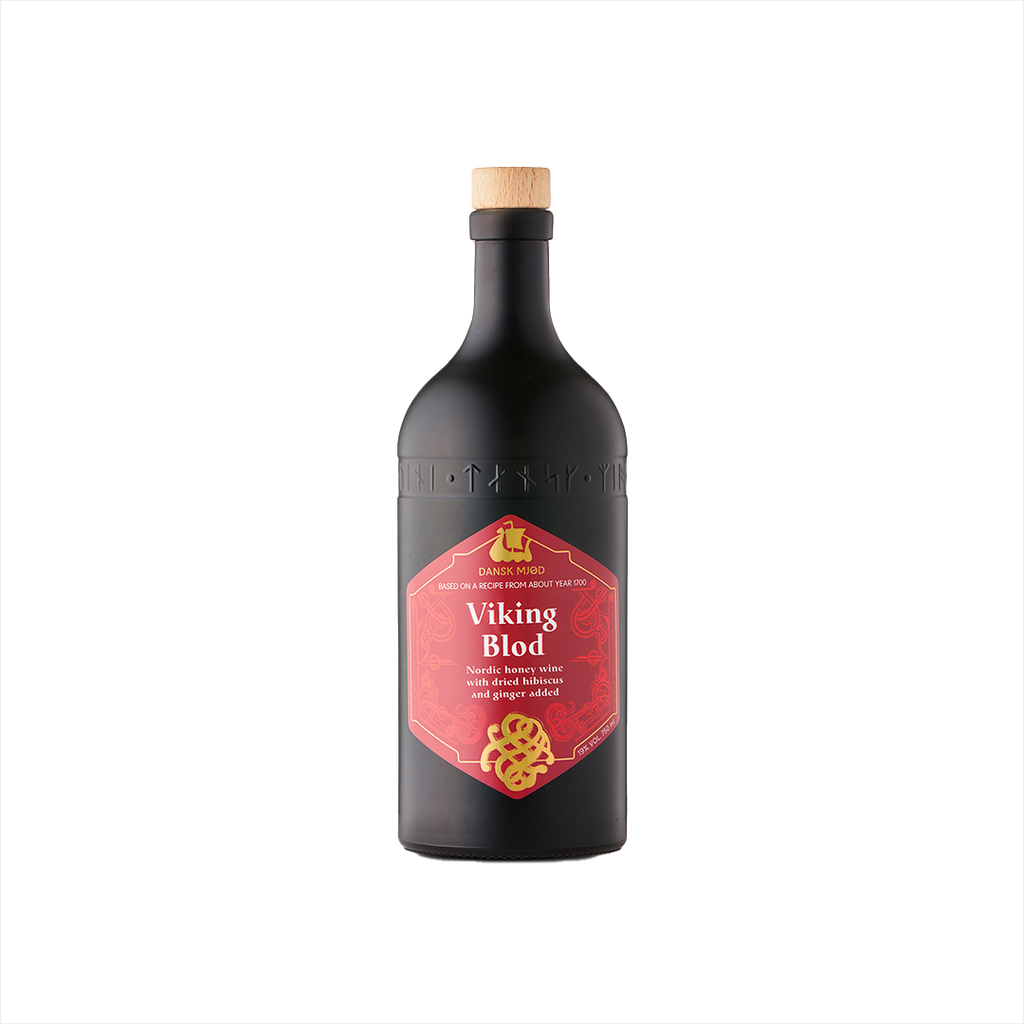 Bottle of Dansk Mjod Viking Blod Mead.