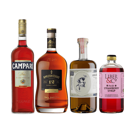 Dunderstruck Cocktail Set: Liber & Co. Pacific Strawberry Syrup + Campari + Appleton Estate Rare Casks 12 Yr Reserve + St. George Absinthe Verte