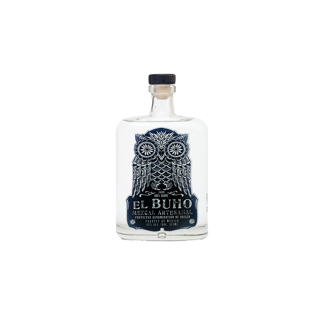 Bottle of El Buho Mezcal Artesanal Espadin.