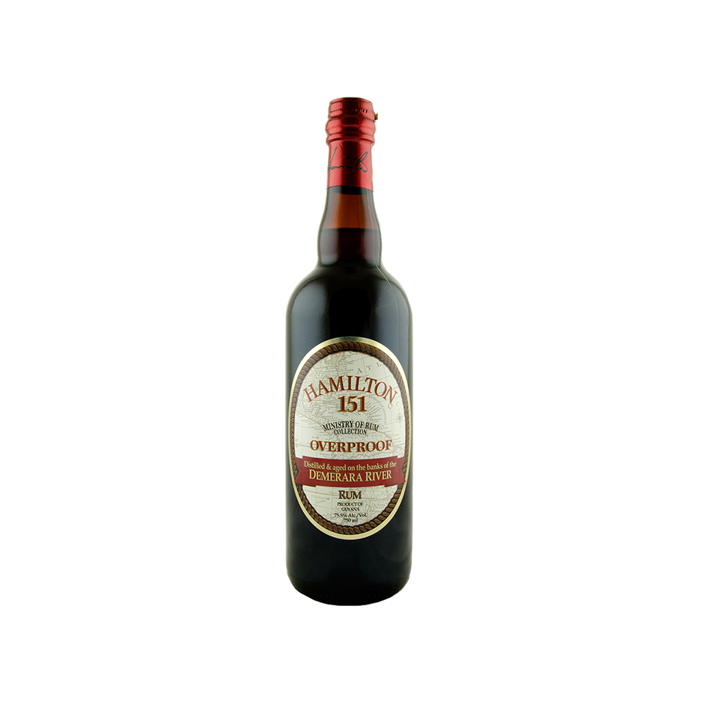 Bottle of Hamilton 151 Overproof Demerara Rum.