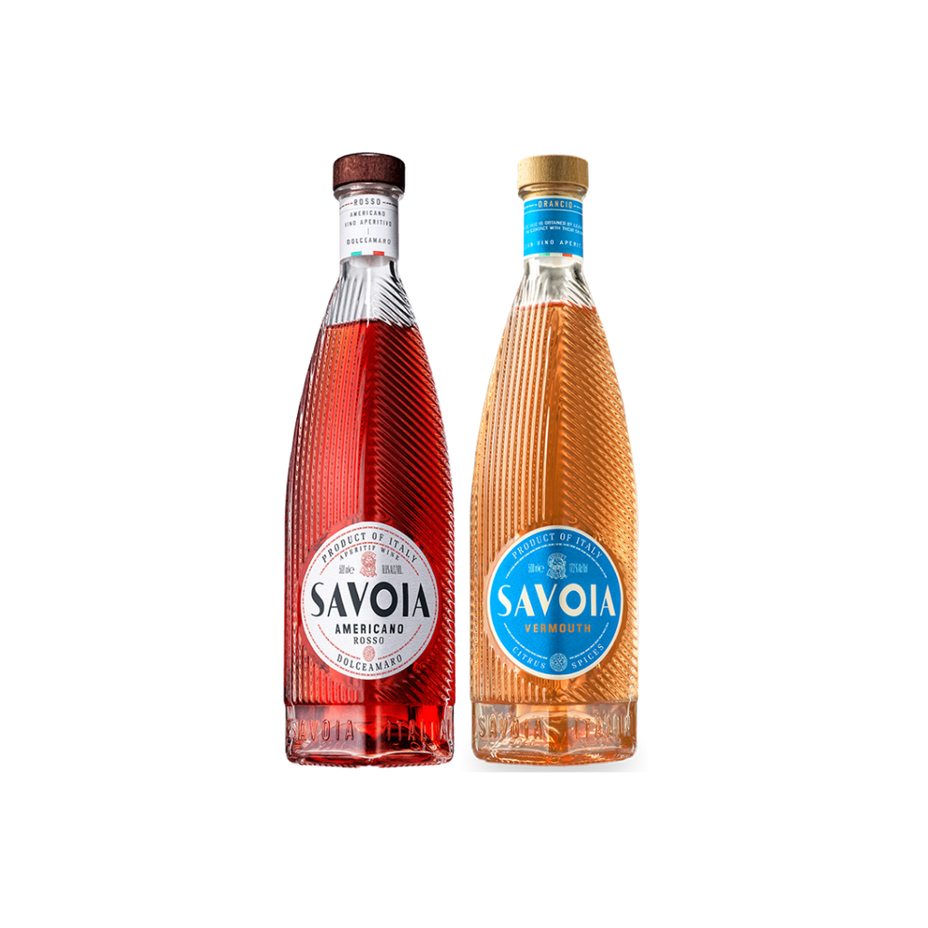 Bottle of Savoia Americano and Savoia Orancio side by side.