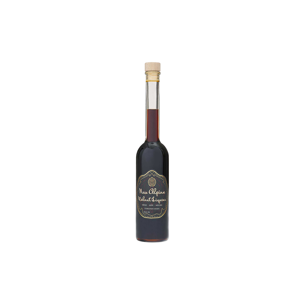 Bottle of Nux Alpina Walnut Liqueur.