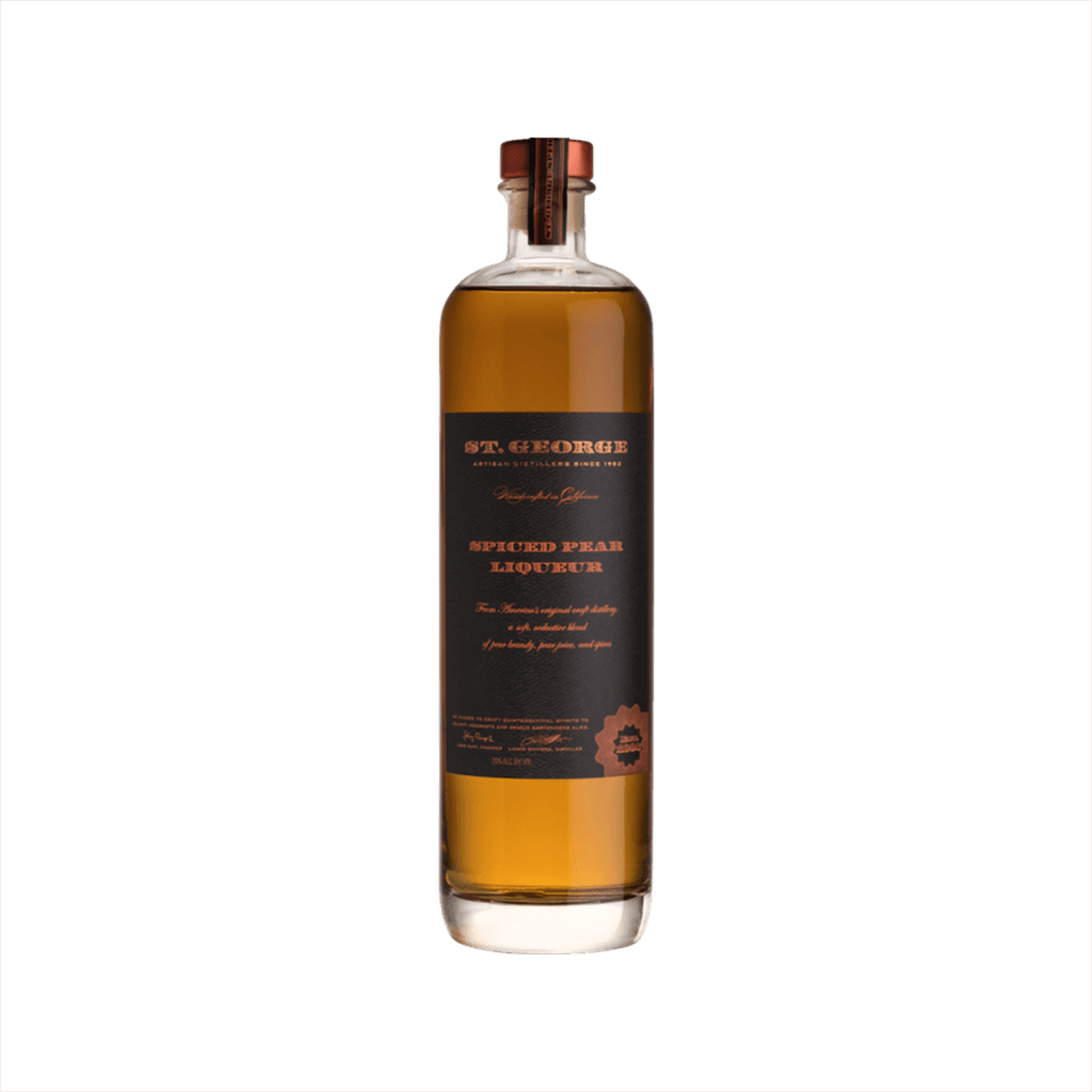 Bottle of St. George Spiced Pear Liqueur.