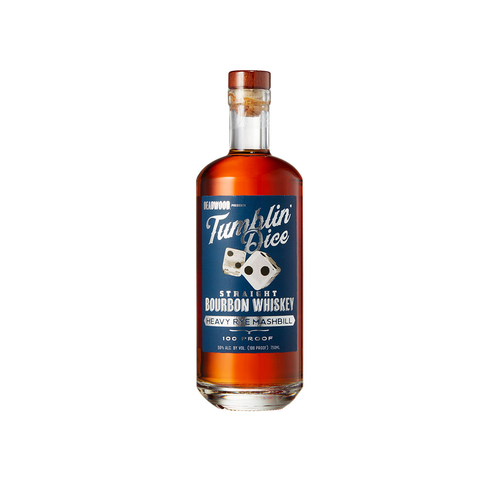 Bottle of Tumblin' Dice Heavy Rye Bourbon 100 Proof.