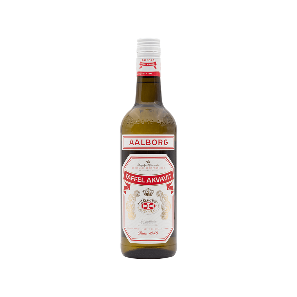 Bottle of Aalborg Taffel Akvavit.
