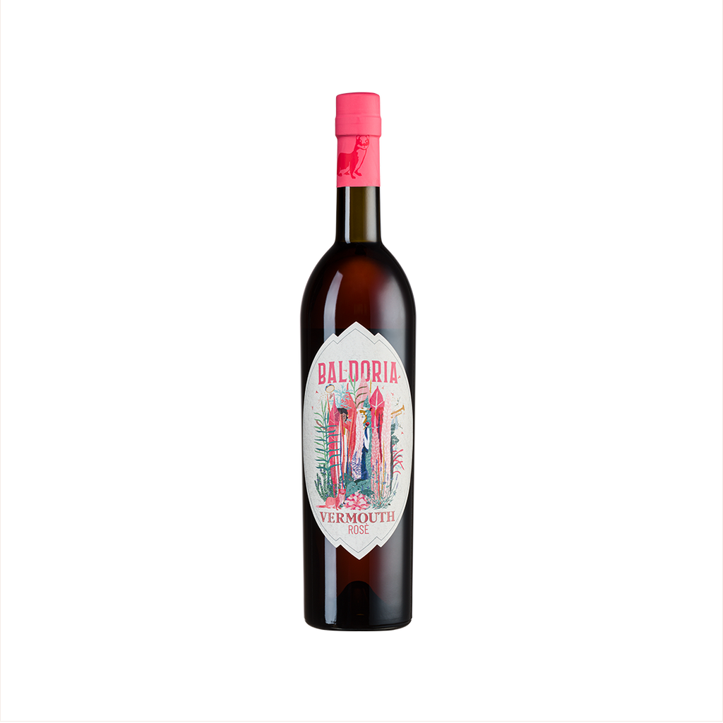 Bottle of Baldoria Rosé Vermouth.