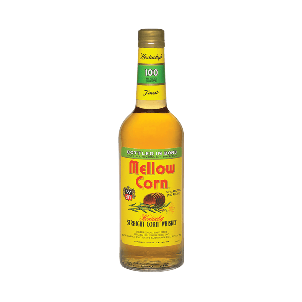Bottle of Mellow Corn Straight Corn Whiskey.