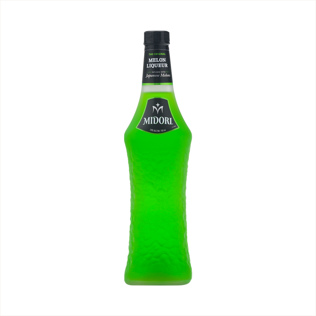 Bottle of MIDORI Melon Liqueur.