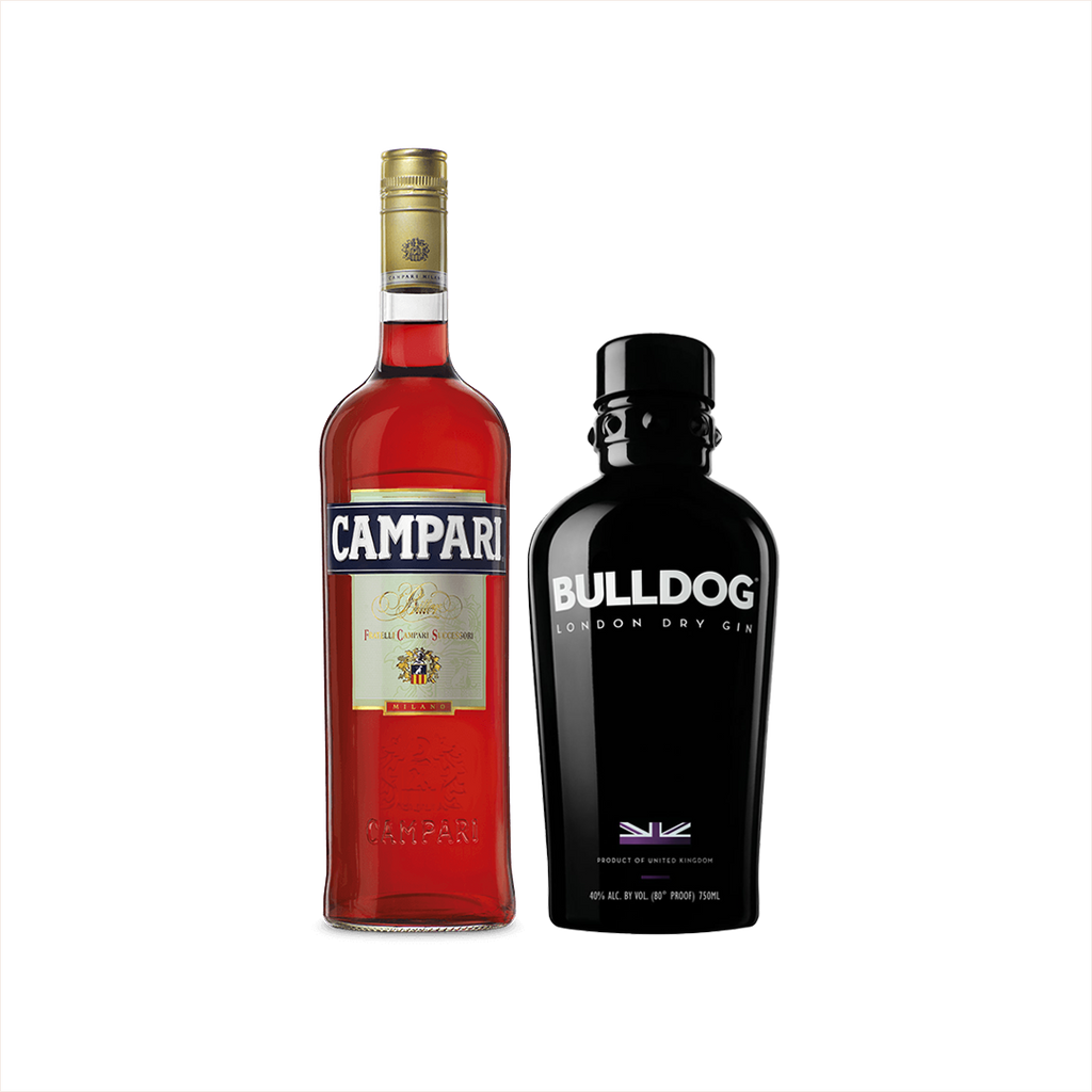 Bottle of Campari + Bulldog Gin