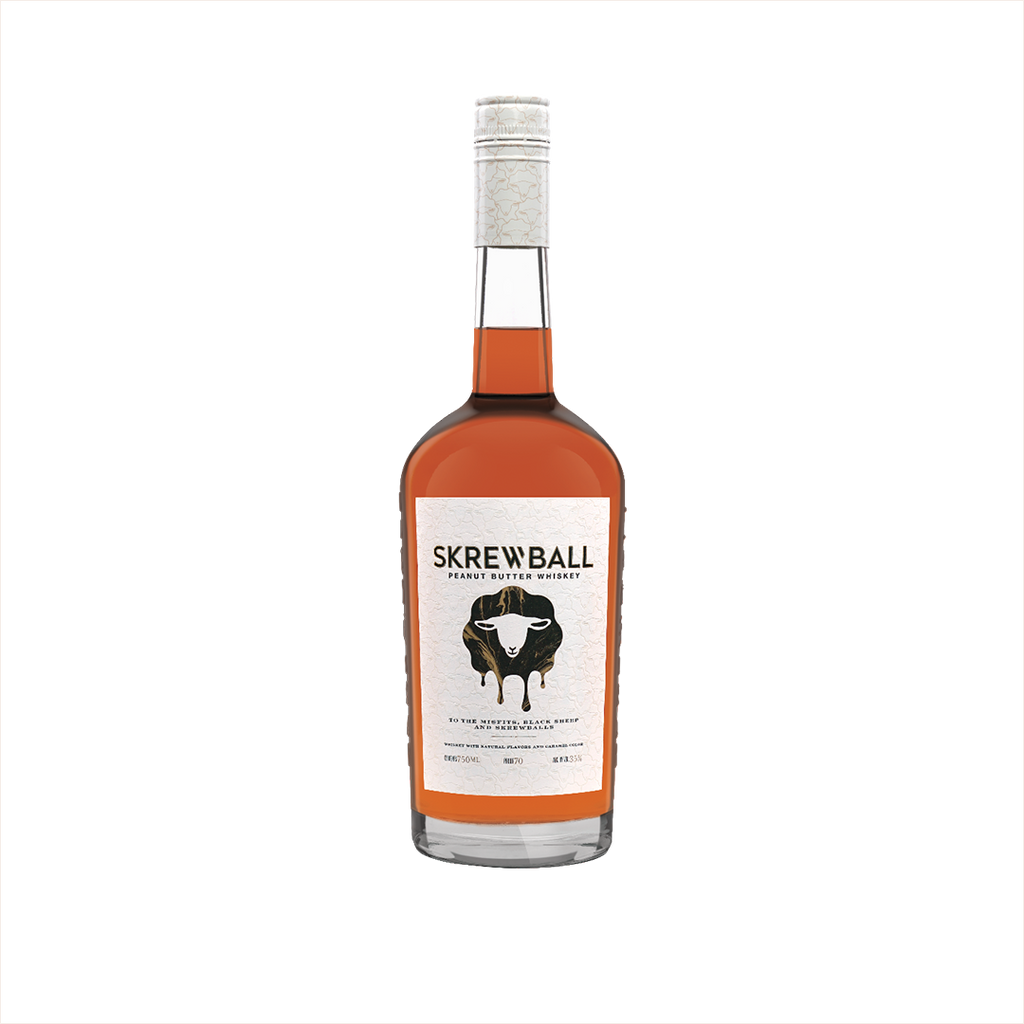 Bottle of Skrewball Peanut Butter Whiskey.