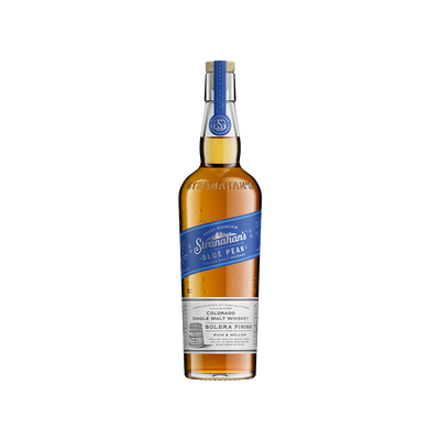 Bottle of Stranahan’s Blue Peak Colorado Single Malt Whiskey.