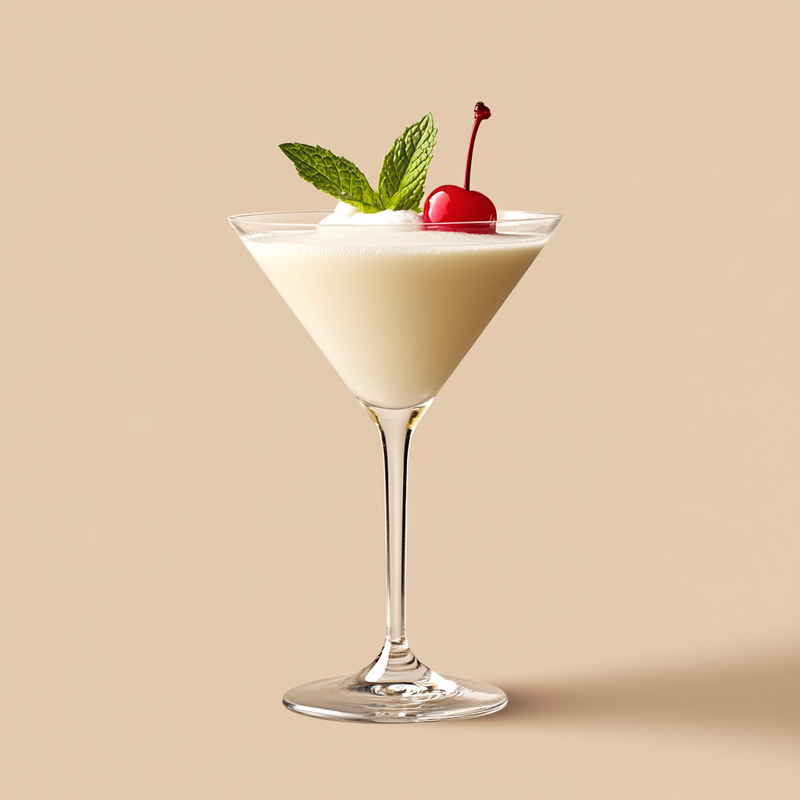 A photo of the Minty White Lady cocktail containing Beefeater London Dry Gin, Tempus Fugit Crème De Menthe, Single cream / half-and-half, Milk, Fee Brothers Fee Foam Egg White Alternative in a Martini.