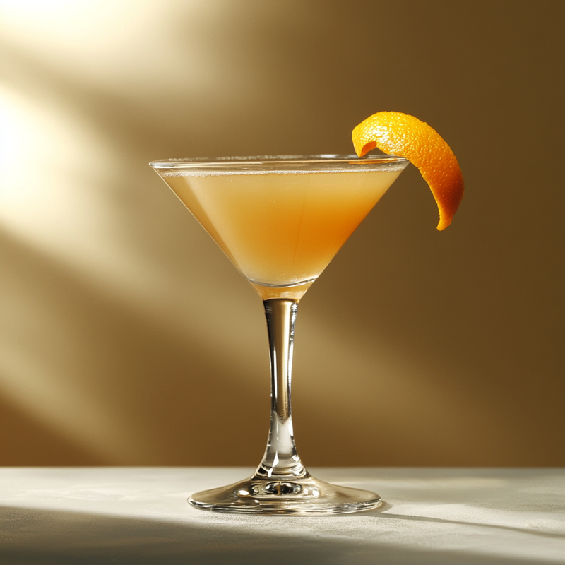 A photo of the Orange Rum Renaissance cocktail containing Planteray 3 Stars White Rum, Hennessy V.S. Cognac, Grand Marnier, Freshly squeezed orange juice in a Martini.
