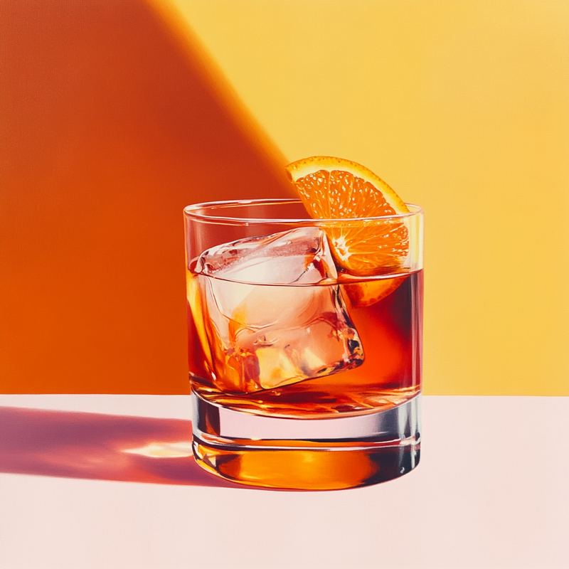 A photo of the Gin & It cocktail containing Beefeater London Dry Gin, Martini & Rossi Rosso Sweet Vermouth, Angostura Orange Bitters in a Old-Fashioned.