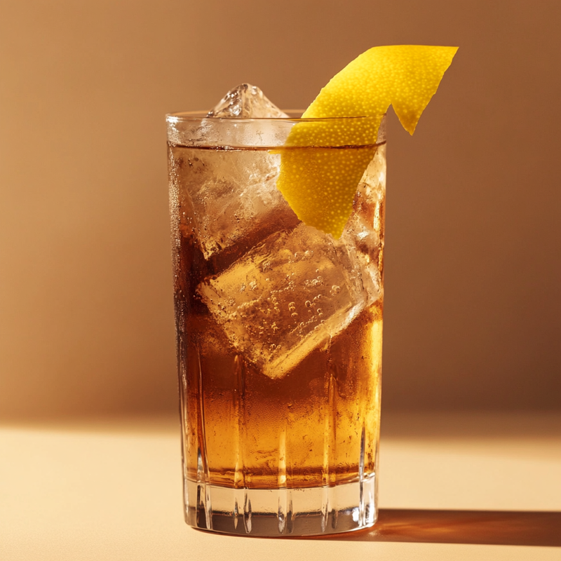 A photo of the Horse's Neck with a Kick cocktail containing Savage & Cooke Cask Finished Bourbon, Angostura Aromatic Bitters, Ginger ale in a Highball.