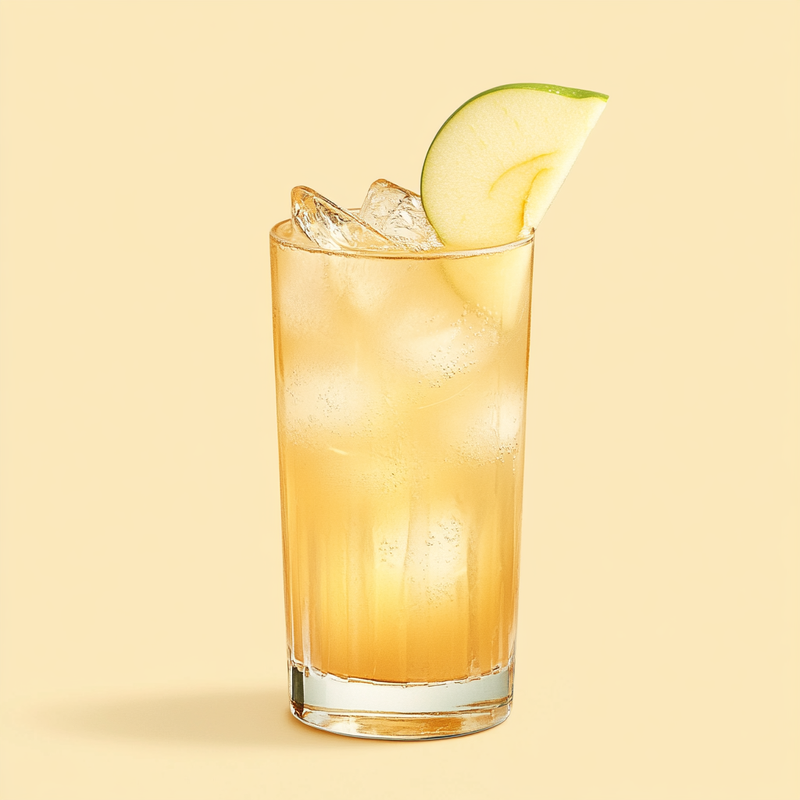 A photo of the Apple Ginger Royale cocktail containing Hennessy V.S. Cognac, Freshly squeezed lime juice, Pressed apple juice, Three Cents Ginger Beer in a Collins.