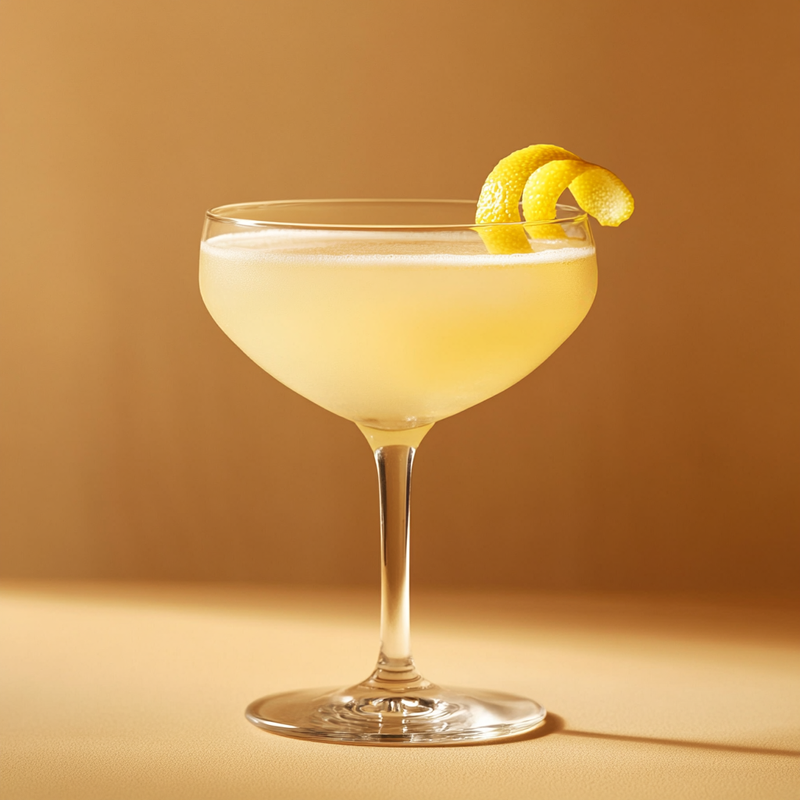 A photo of the Lemon Almond Zest Martini cocktail containing Ketel One Vodka, Giffard Triple Sec, Giffard Orgeat Syrup, Freshly squeezed lemon juice in a Coupe.