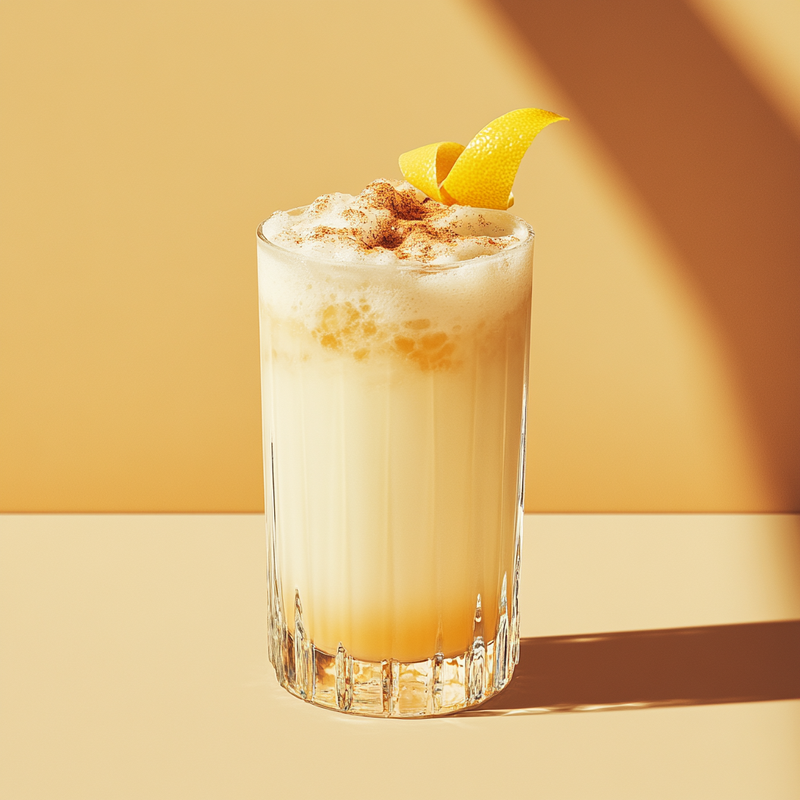 A photo of the Brazilian Breeze cocktail containing Novo Fogo Chameleon Cachaça, Giffard Orgeat Syrup, Freshly squeezed lemon juice, Ground cinnamon, Ginger ale in a Collins.
