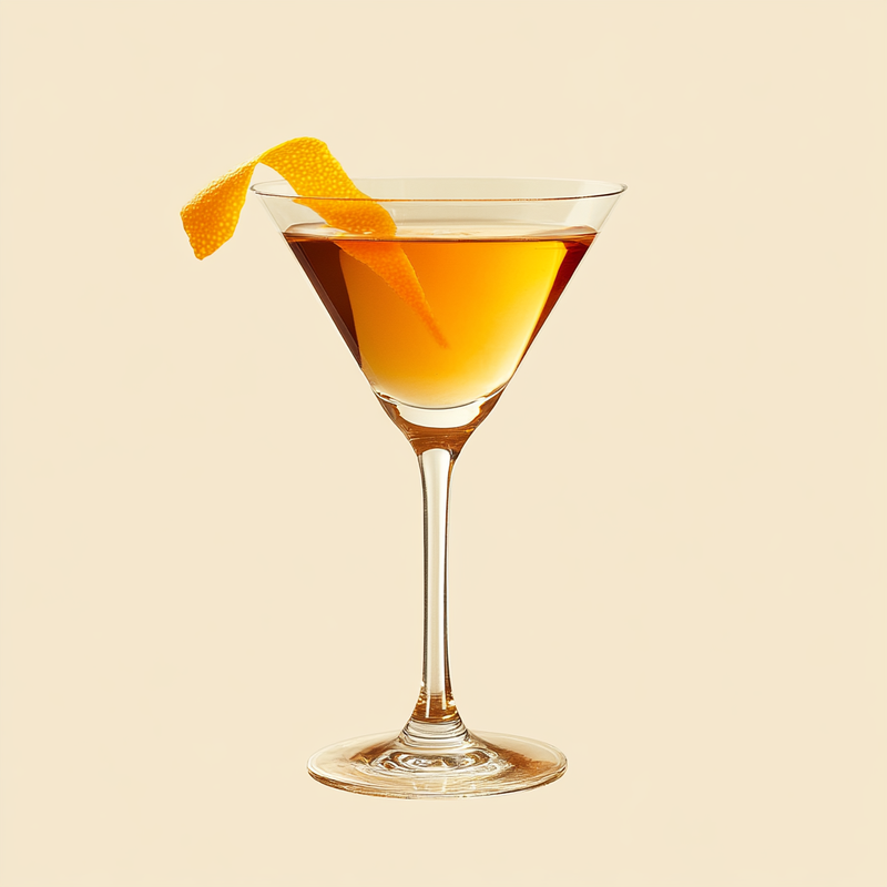 A photo of the Corpse Reviver No.1 cocktail containing Hennessy V.S. Cognac, Roger Groult 3 Year Reserve Pays D'Auge Calvados, Martini & Rossi Rosso Sweet Vermouth, Chilled water (reduce if wet ice) in a Martini.