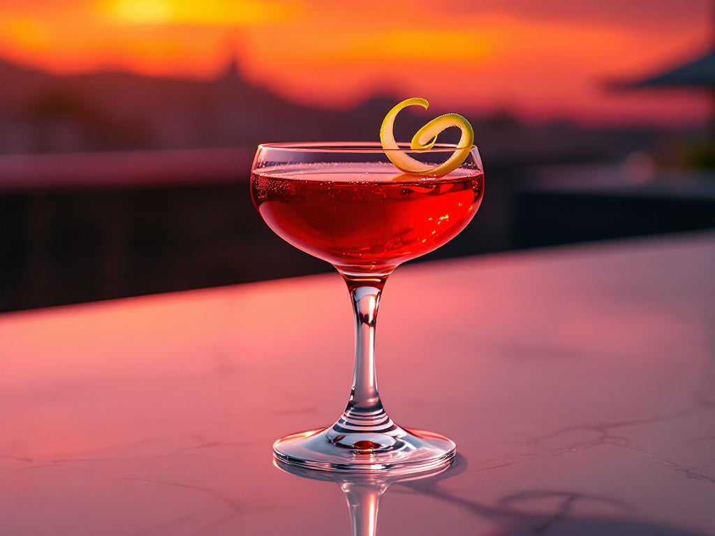 Soleil de Jalisco: a cocktail recipe featuring tequila, creme de cassis & blood orange liqueur