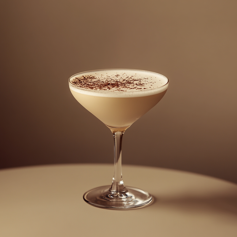 A photo of the Dutch Dream Martini cocktail containing Galliano Autentico Liqueur, Mr Black Cold Brew Coffee Liqueur, Milk, Single cream / half-and-half in a Martini.