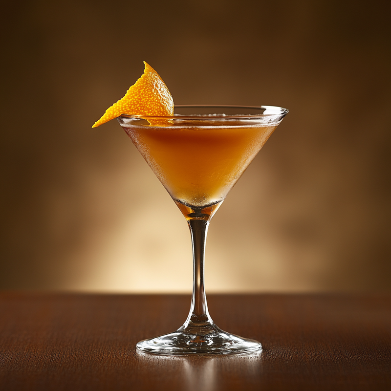 A photo of the Spicy Chocolate Bourbon Martini cocktail containing Savage & Cooke Cask Finished Bourbon, Bénédictine D.O.M. Liqueur, Marie Brizard Crème de Cacao White, Hot pepper sauce in a Martini.