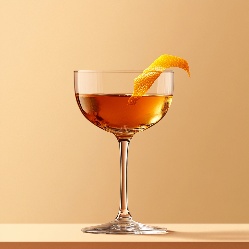A photo of the Ampersand Cocktail cocktail containing Hayman's Old Tom Gin, Hennessy V.S. Cognac, Martini & Rossi Rosso Sweet Vermouth, Grand Marnier, Angostura Orange Bitters in a Coupe.