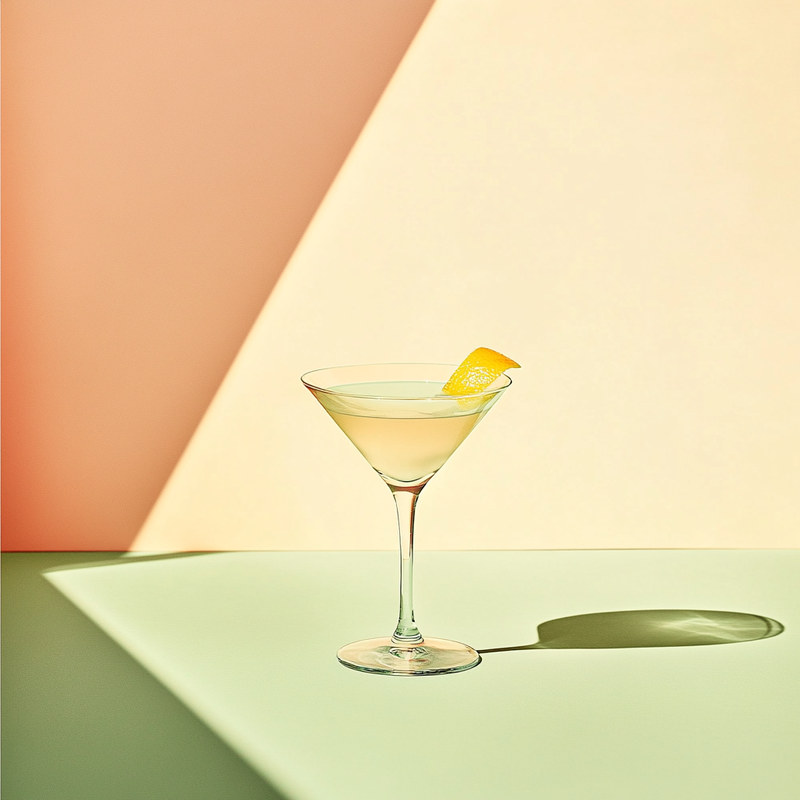 A photo of the Zesty Bison Martini cocktail containing Zubrowka Bison Grass Vodka, Ketel One Vodka, St-Germain Elderflower Liqueur, Noilly Prat Dry Vermouth in a Martini.