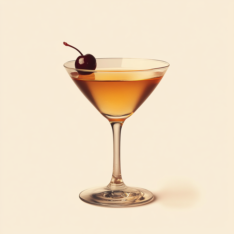 A photo of the Brooklyn cocktail containing Savage & Cooke Cask Finished Bourbon, Noilly Prat Dry Vermouth, Martini & Rossi Rosso Sweet Vermouth, Luxardo Maraschino Liqueur, Angostura Aromatic Bitters in a Martini.
