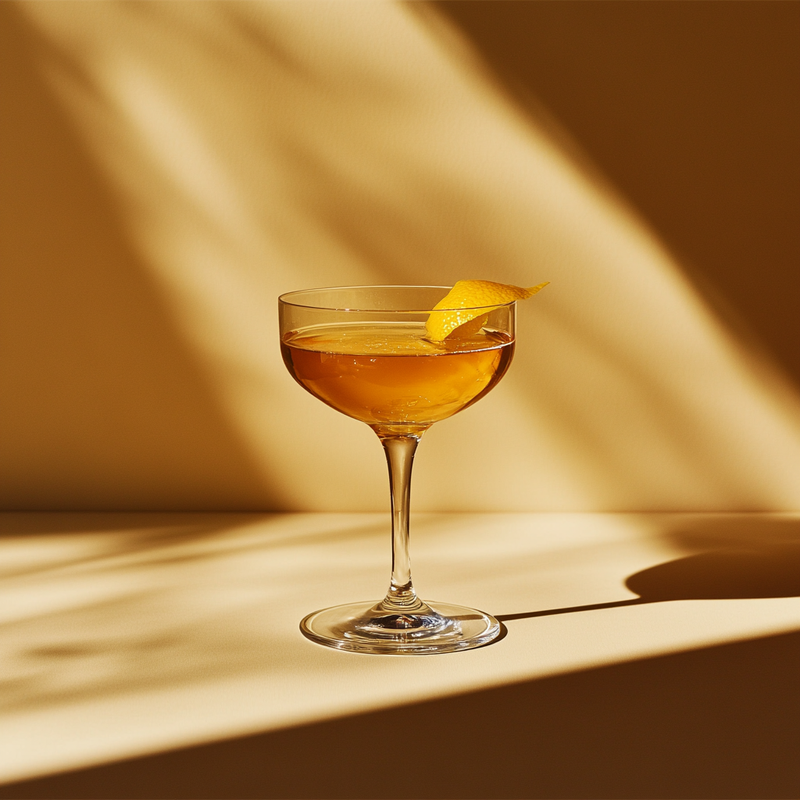 A photo of the Golden Apricot Fizz cocktail containing Hennessy V.S. Cognac, Lillet Blanc Aperitif, Giffard Abricot Du Roussillon, Angostura Orange Bitters, Chilled water in a Coupe.