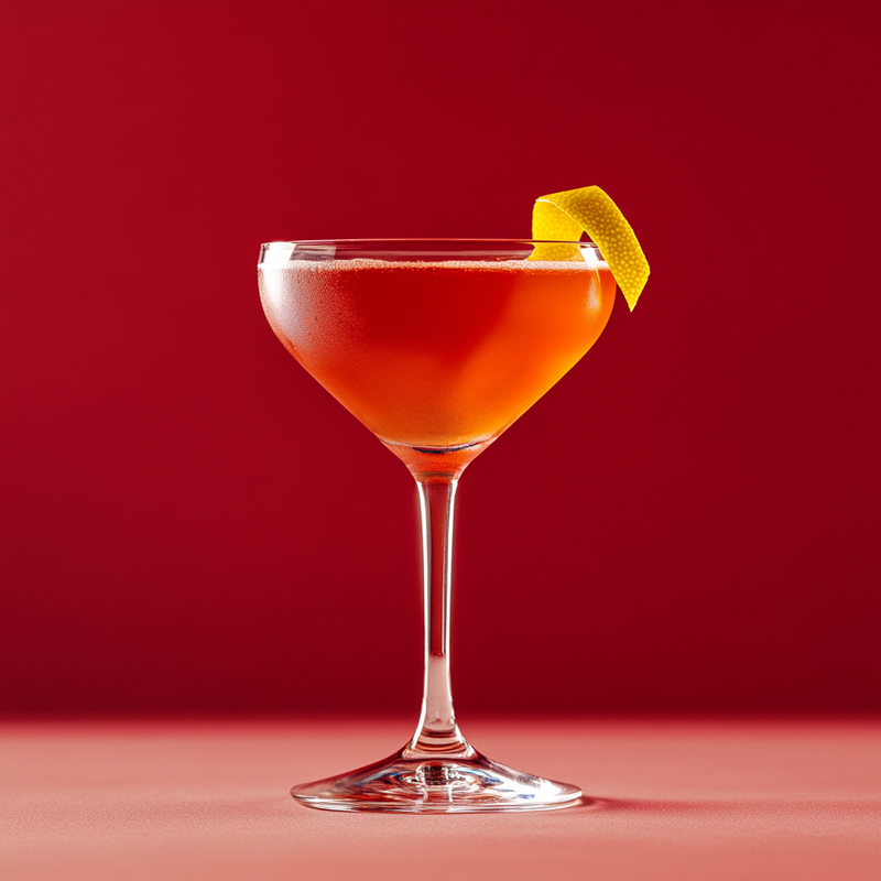 A photo of the Gin Blossom cocktail containing Beefeater London Dry Gin, Giffard Abricot Du Roussillon, Liber & Co. Real Grenadine, Freshly squeezed lemon juice, Angostura Aromatic Bitters, Chilled water (reduce if wet ice) in a Martini.