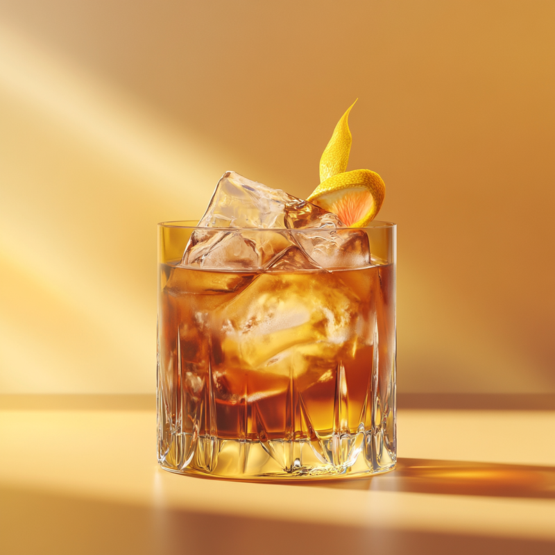 A photo of the Rum Riff Raff cocktail containing Planteray 3 Stars White Rum, Campari Aperitivo, Freshly squeezed lemon juice, Honey water (3 honey to 1 water), India pale ale (IPA) beer in a Old-Fashioned.