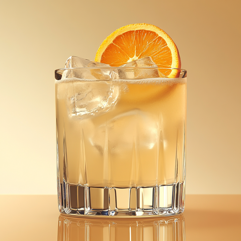 A photo of the Nordic Nectar cocktail containing Brennivin Aquavit 1L, Lillet Blanc Aperitif, Giffard Triple Sec, Freshly squeezed lemon juice, Honey water (3 honey to 1 water) in a Old-Fashioned.