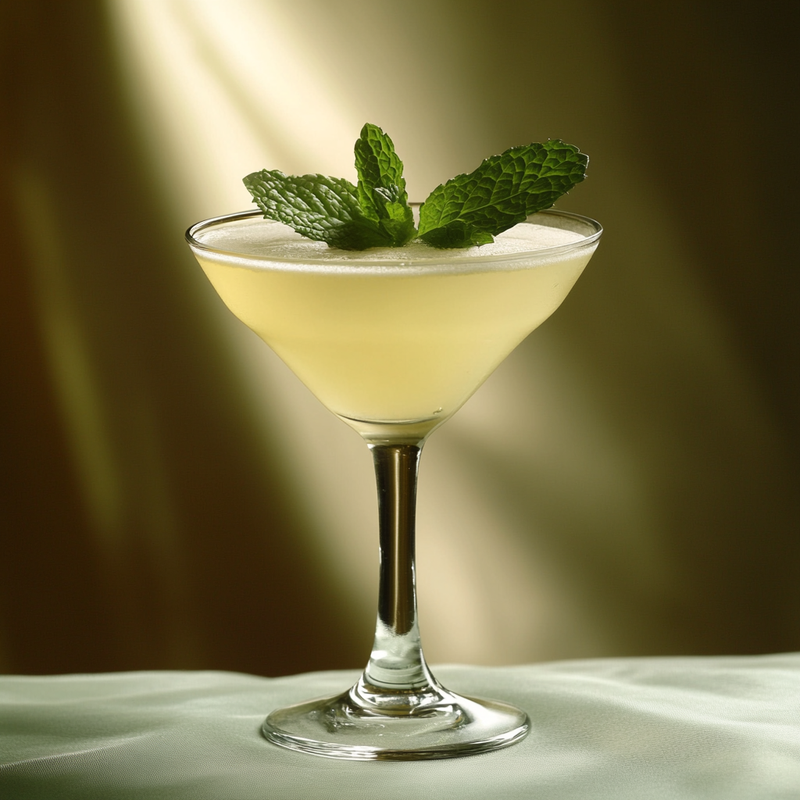 A photo of the Minty Bourbon Martini cocktail containing Savage & Cooke Cask Finished Bourbon, Noilly Prat Dry Vermouth, Tempus Fugit Crème De Menthe, Freshly squeezed lemon juice in a Martini.