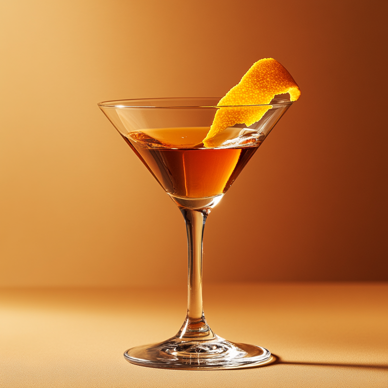 A photo of the Medium Martini cocktail containing Beefeater London Dry Gin, Noilly Prat Dry Vermouth, Martini & Rossi Rosso Sweet Vermouth in a Martini.
