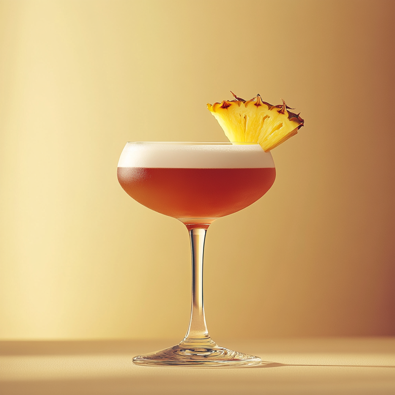 A photo of the Million Dollar Cocktail cocktail containing Beefeater London Dry Gin, Martini & Rossi Rosso Sweet Vermouth, Fresh pressed pineapple juice, Liber & Co. Real Grenadine, Fee Brothers Fee Foam Egg White Alternative in a Coupe.