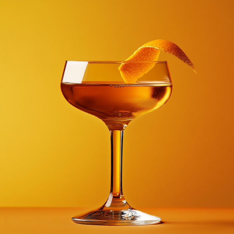 A photo of the Golden Orchard Stir cocktail containing Bols Genever, Giffard Abricot Du Roussillon, Chartreuse Yellow, Angostura Aromatic Bitters, Angostura Orange Bitters in a Coupe.