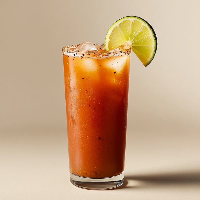A photo of the Rumdy Mary cocktail containing Planteray 3 Stars White Rum, Tomato juice, Freshly squeezed lemon juice, Hot pepper sauce, Worcestershire sauce, Horseradish sauce, Celery salt, Black pepper in a Collins.