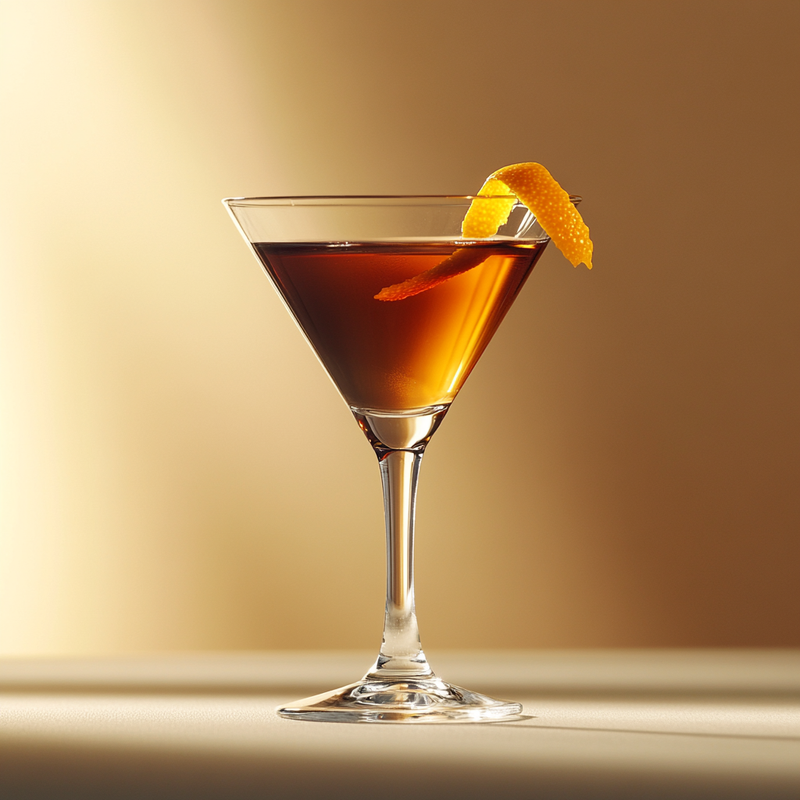 A photo of the Bitter Almond Martini cocktail containing Luxardo Amaretto di Saschira Liqueur, Campari Aperitivo, Noilly Prat Dry Vermouth in a Martini.