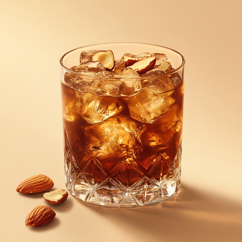 A photo of the Amaretto Old-Fashioned cocktail containing Savage & Cooke Cask Finished Bourbon, Luxardo Amaretto di Saschira Liqueur, Angostura Aromatic Bitters in a Old-Fashioned.