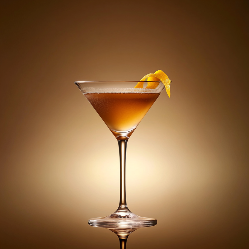 A photo of the Orchard Negroni Martini cocktail containing Ketel One Vodka, Grand Marnier, Campari Aperitivo, Pressed apple juice in a Martini.