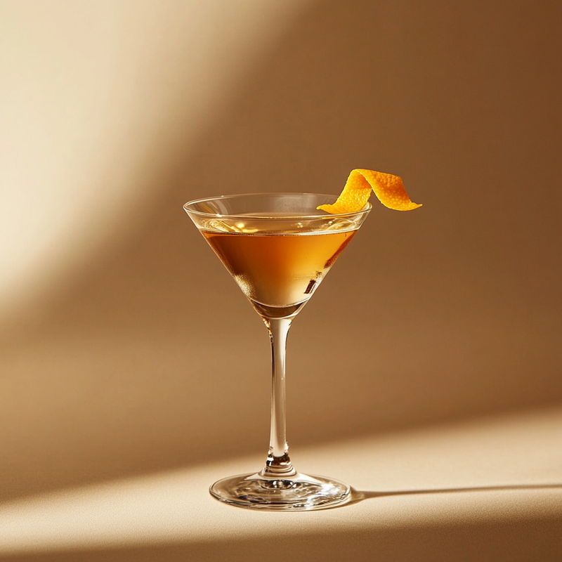 A photo of the Choco-Twist Martini cocktail containing Beefeater London Dry Gin, Noilly Prat Dry Vermouth, Martini & Rossi Rosso Sweet Vermouth, Marie Brizard Crème de Cacao White, Angostura Orange Bitters in a Martini.