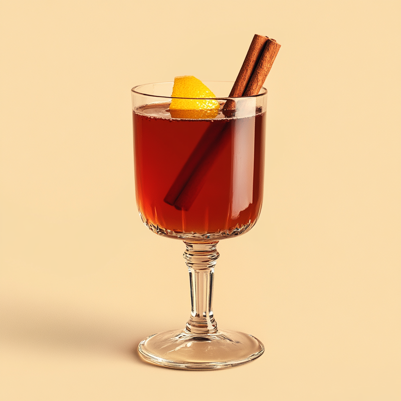 A photo of the Mulled Wine cocktail containing Clove, Freshly grated nutmeg, Ground cinnamon, Graham's 10 Year Old Aged Tawny Port, Shiraz red wine, Fresh orange, Freshly squeezed lemon juice, Runny honey, Grand Marnier, Boiling water in a Toddy.