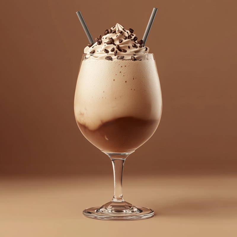 A photo of the Espresso Blizzard cocktail containing Bailey's Irish Cream, Espresso coffee (freshly made & hot), Coffee ice-cream in a Hurricane.