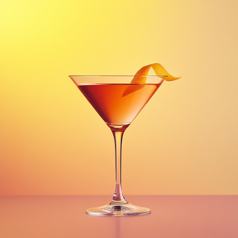 A photo of the Peggy Martini cocktail containing Beefeater London Dry Gin, Noilly Prat Dry Vermouth, Pernod Absinthe, Dubonnet Rouge, Chilled water in a Martini.